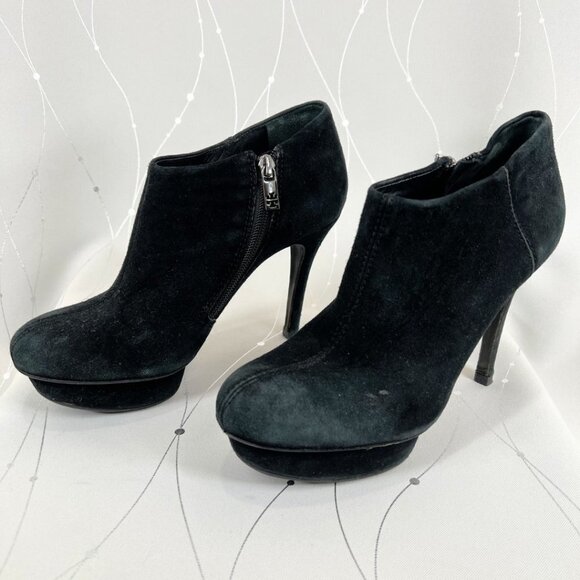 Tory Burch Black Suede Platform Ankle Boots $348 - Picture 1 of 9